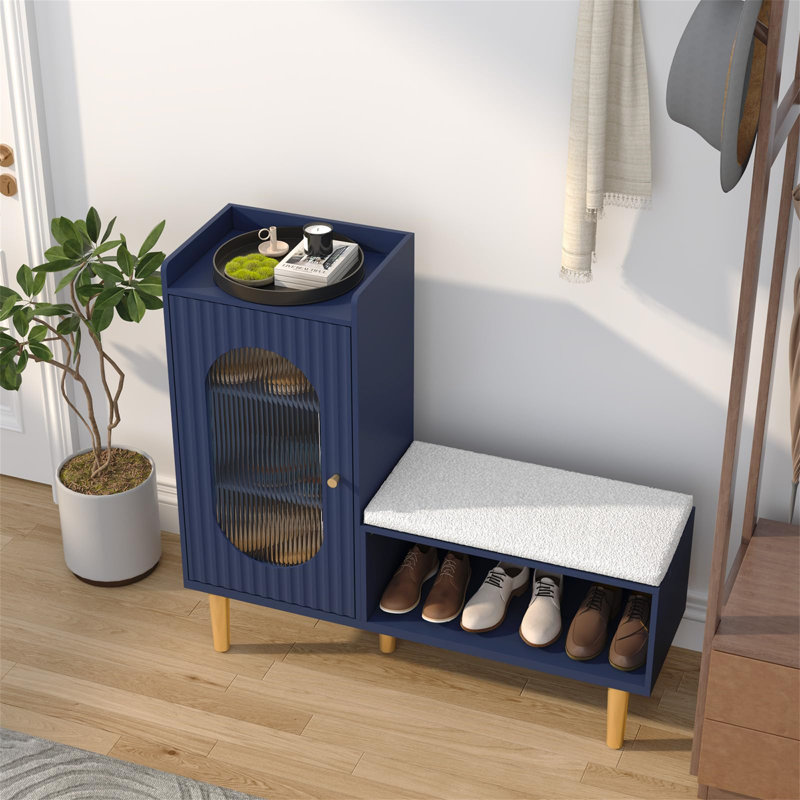 9 Pair Shoe Storage Cabinet, Blue
