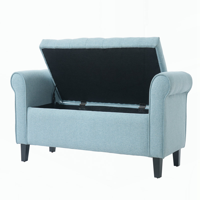 Storage Bench with Rolled Arms, Light Blue, Light Blue