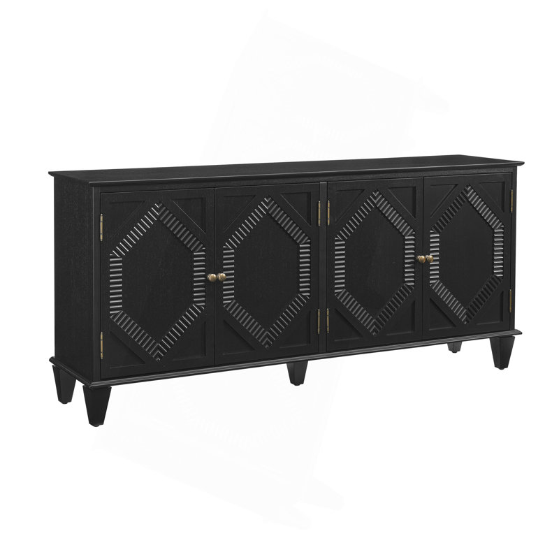 Buffet 65,5 po Mid Century Modern Buffet, Noir
