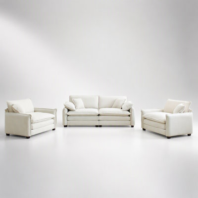 Ensemble de canapé luxueux et sophistiqué avec coussins et coussins moelleux, idéal pour les salons, les clubs et les cinémas maison en velours côtelé beige