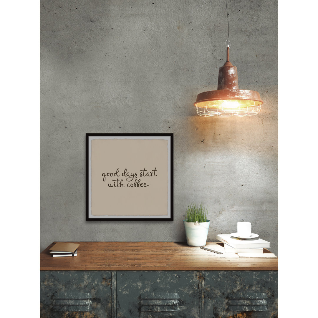 "Start With Coffee" Framed Painting Print