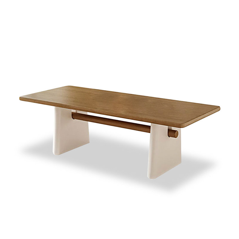 Table de salle à manger rectangulaire en bois massif brun noisette + blanc, H 29,53 po x L 55,12 po x l 27,56 po
