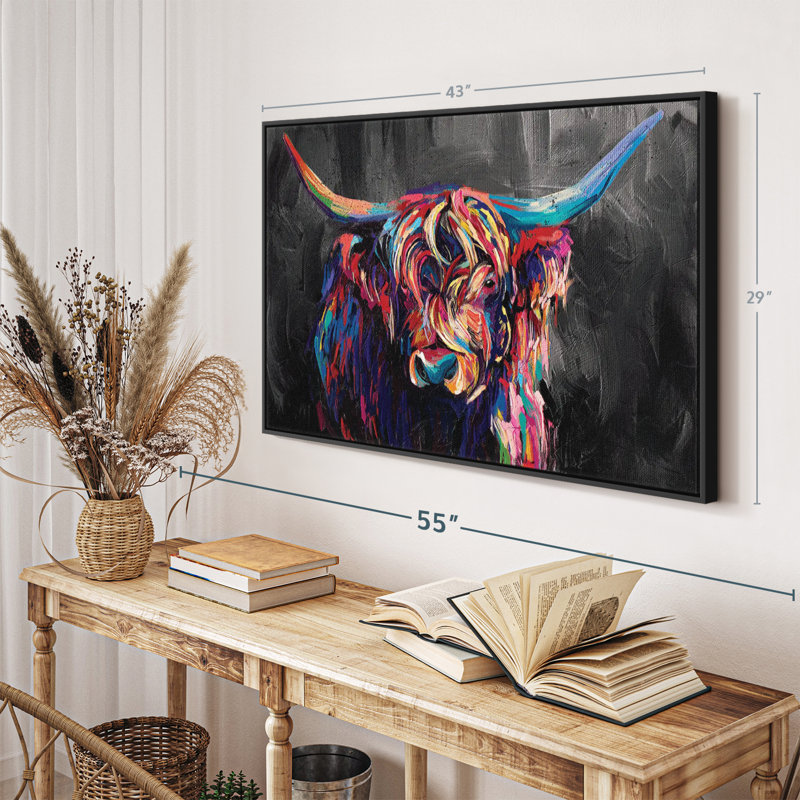 Animal «Art mural en acrylique Highland Cow», H 29 po x l 43 po