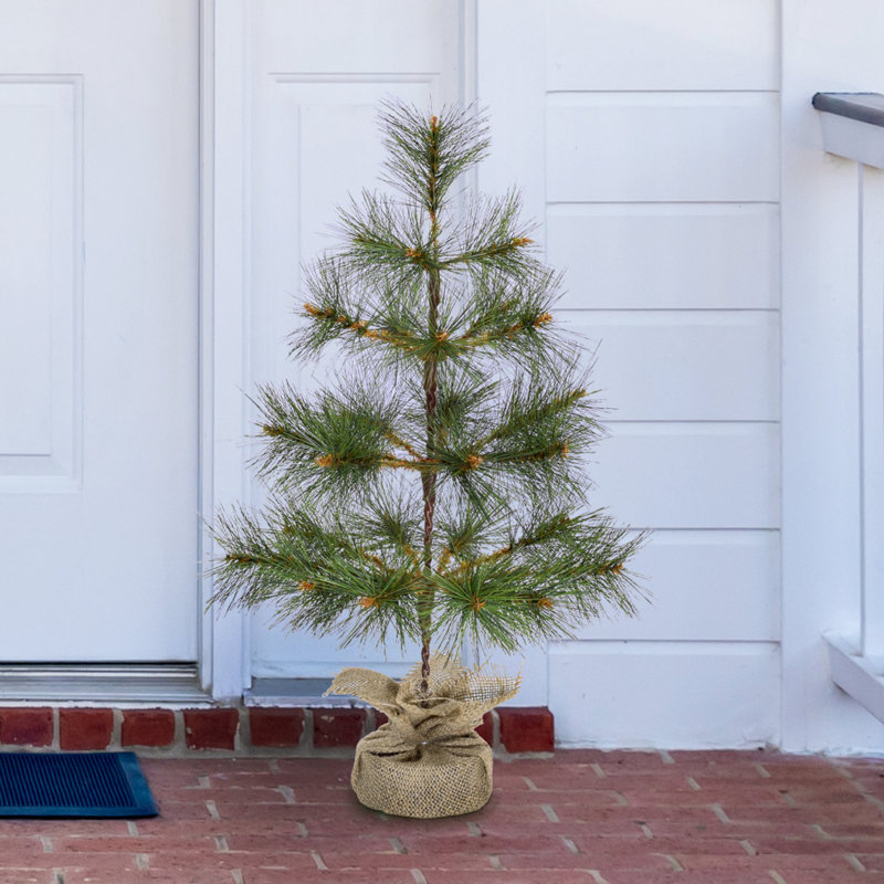 Remise en bois Sapin de Noël artificiel avec sac en toile de jute Farmhouse