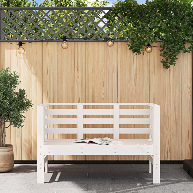 Solid Wood Outdoor Bench, White