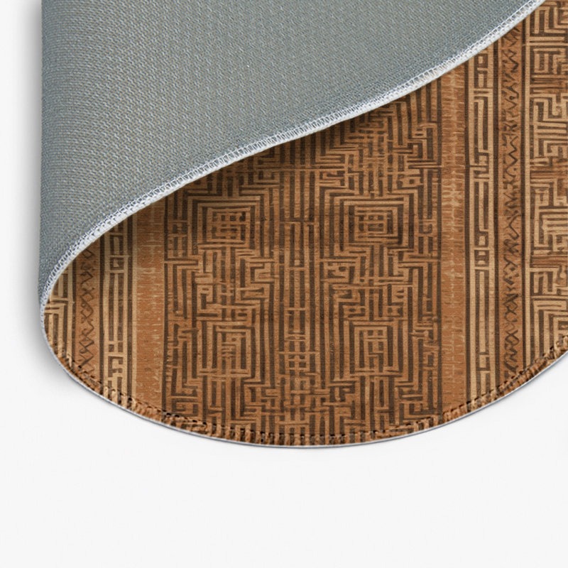 ArtDeco Brown Indoor and Outdoor Area Rug, Round 5'