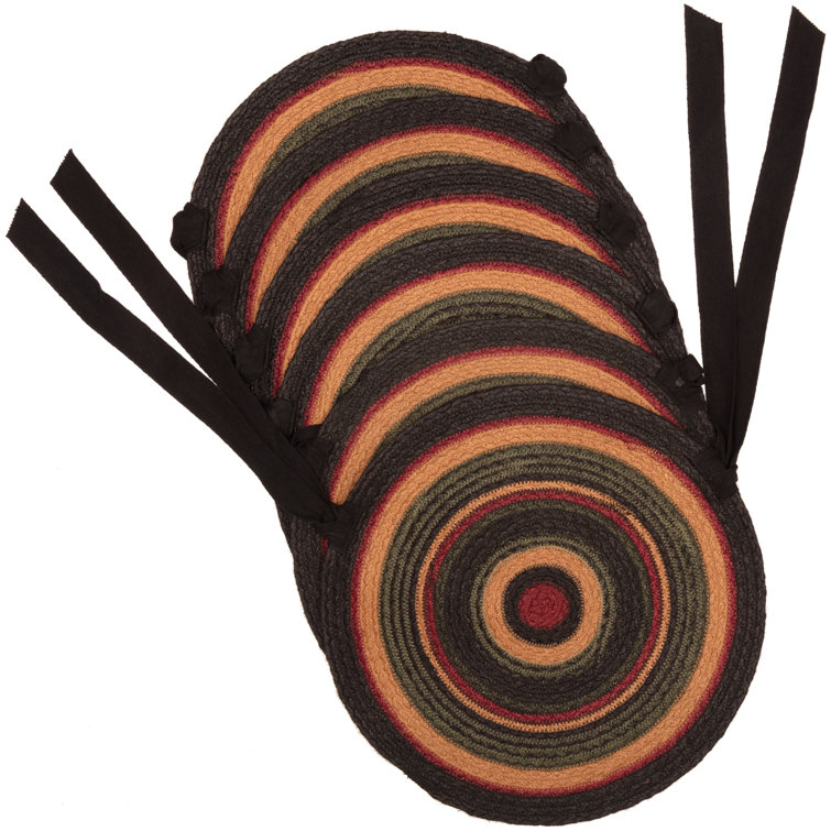 Black & Tan Jute Chair Pad 15 inch Diameter