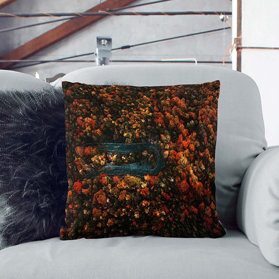 Forest Road in Austria Cushion with Filling