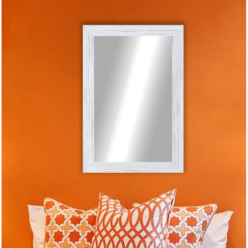 Levon Solid Wood Frame Mirror, 47.5" H x 35.5" W, Rustic White