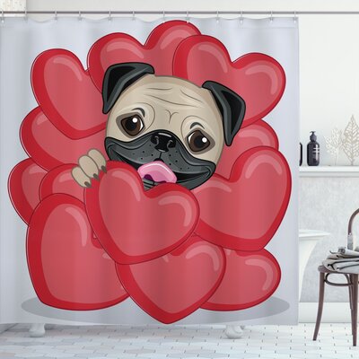 Pug Shower Curtain Set + Hooks -  Ambesonne, sc_41910_69x105