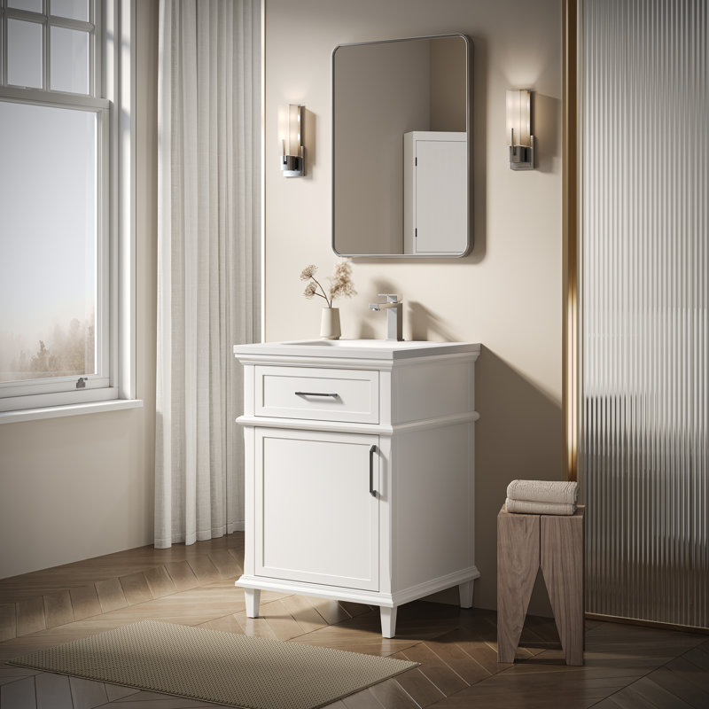 Velora 24 In. Single Sink Freestanding White Bath Vanity With White Everstone Top Assembled