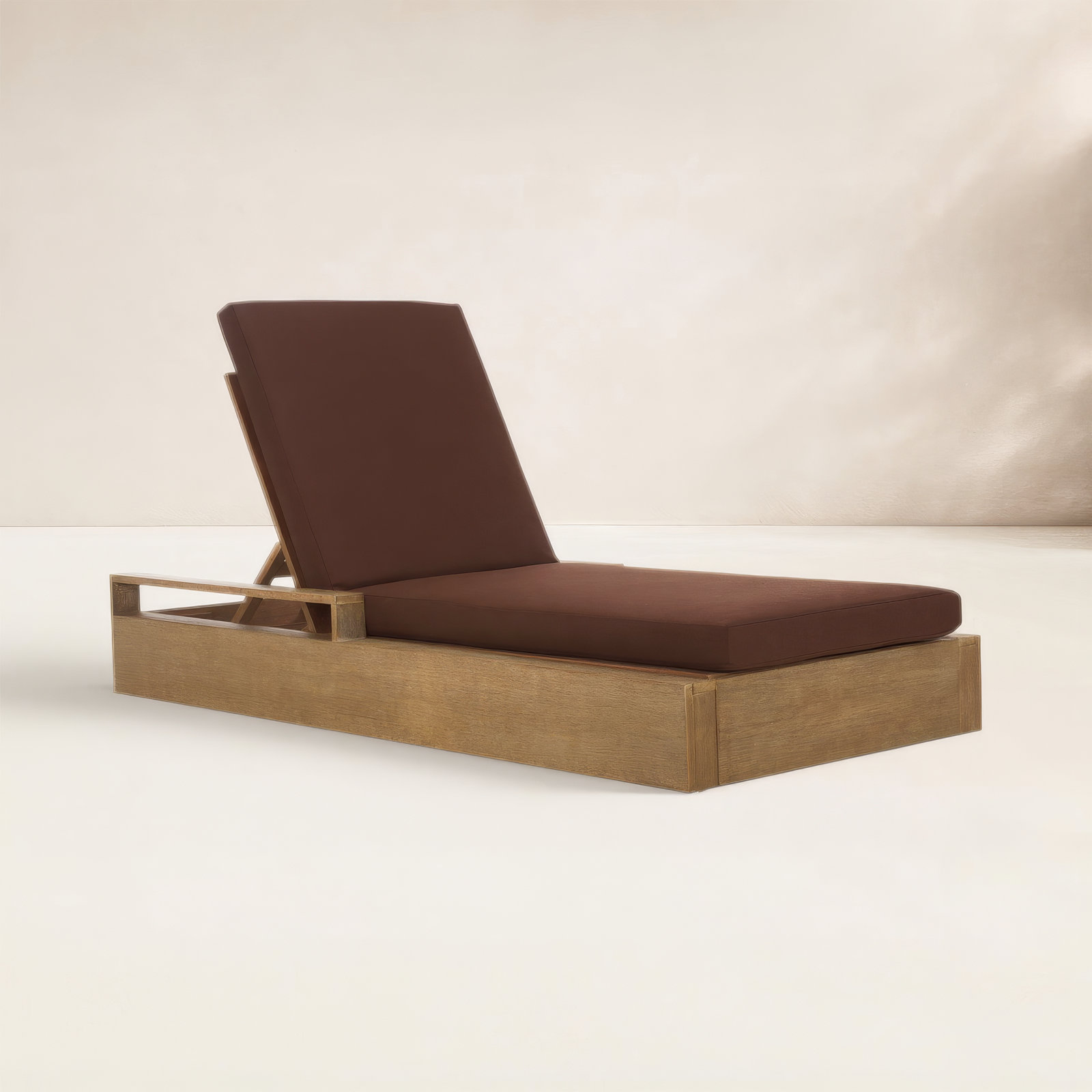Azul Wood Chaise Lounge Chair, Dark Brown