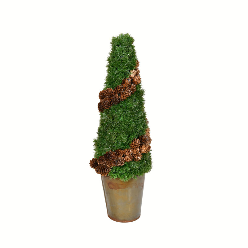 Artificial Cone Shape Cedar Tree Pinecone Accents, 18" H x 5" W x 5" D