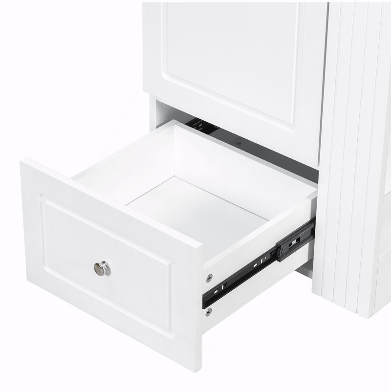 Meuble-lavabo autoportant avec lavabo en céramique, Blanc