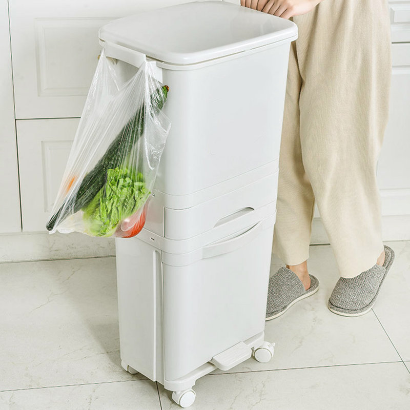 Edelen Plastic Step On Outdoor Trash & Recycling Bin - 42L