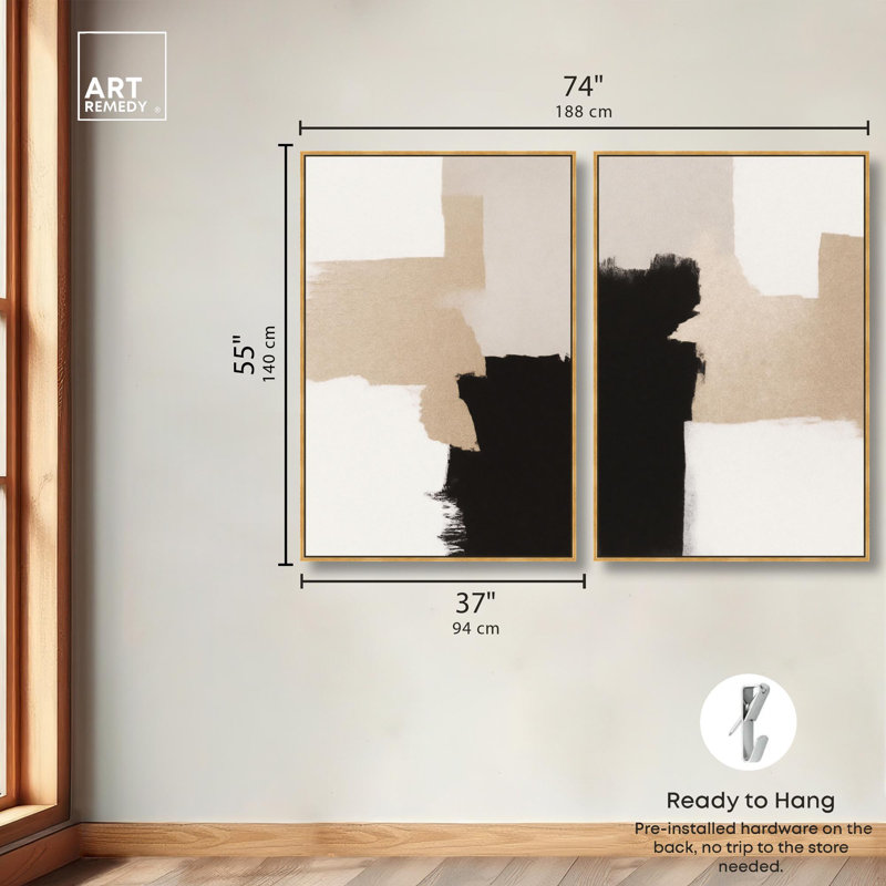 «Neutral Beige White Minimalist Set» par Art Remedy, H 54 po x l 36 po