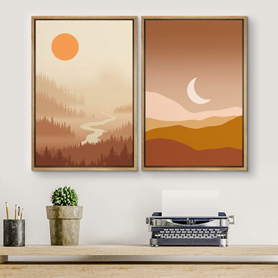 Ensemble de 2 reproductions encadrées sur toile