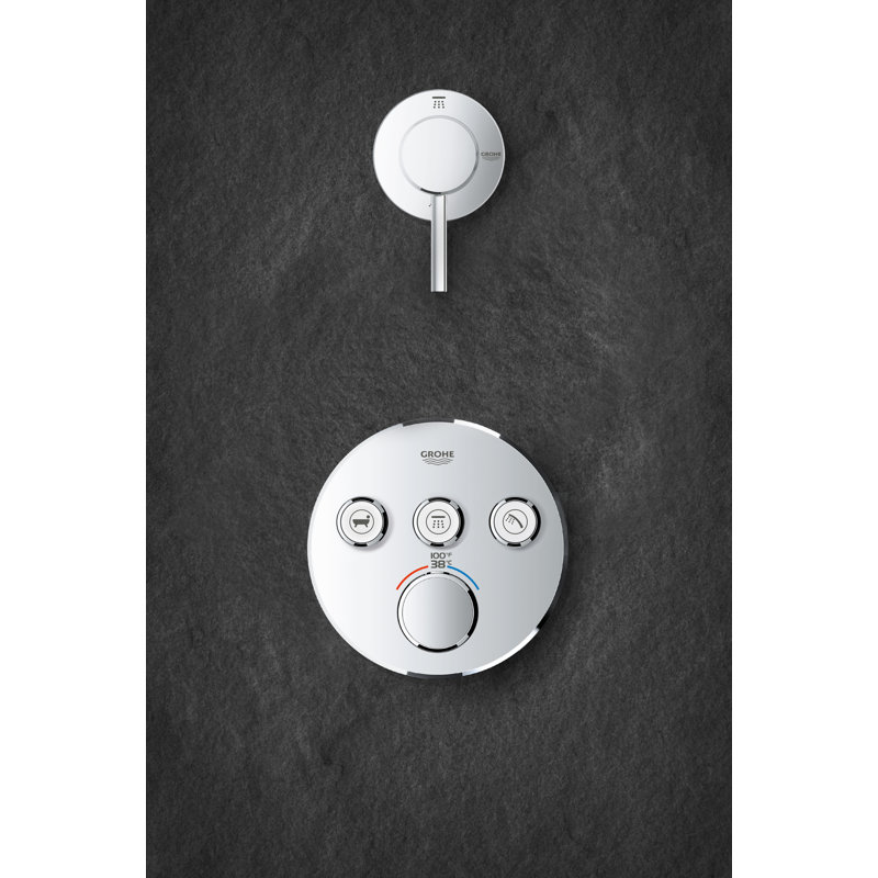 Ensemble de garniture de robinet thermostatique de douche à trois fonctions Grohe Grohtherm, Chrome étoilé
