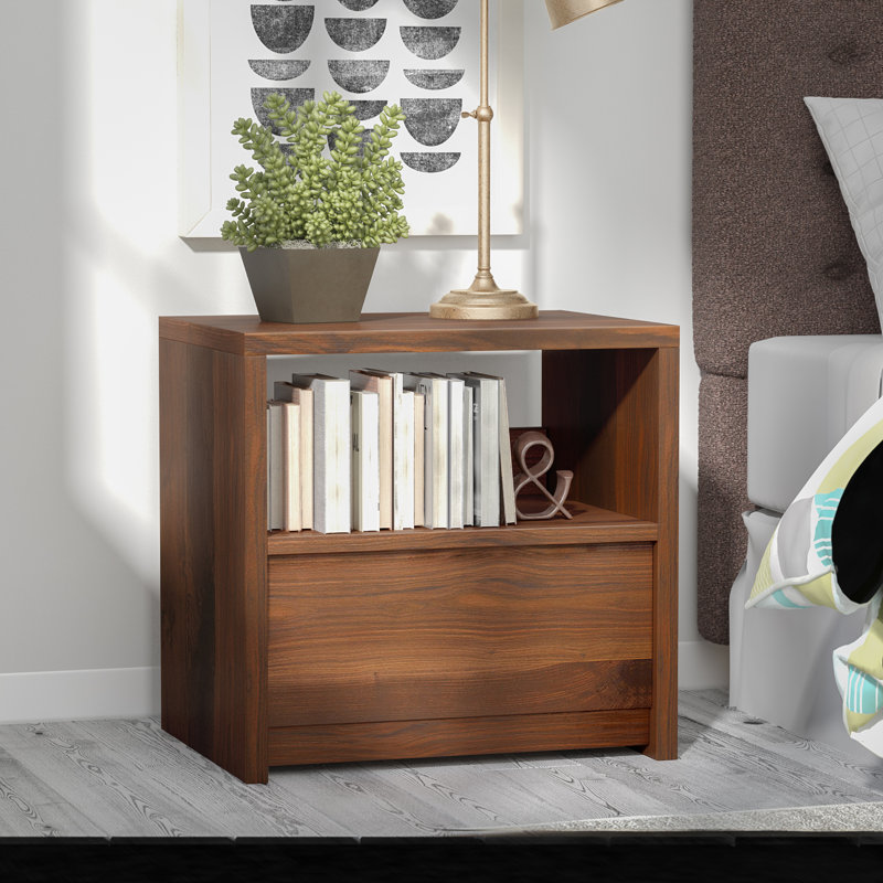 Posner Plywood / Laminate Board Nightstand, Grand Walnut