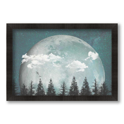 Big Moon Over Forest by Hal Halli. Giclee Gallery Wrapped Canvas