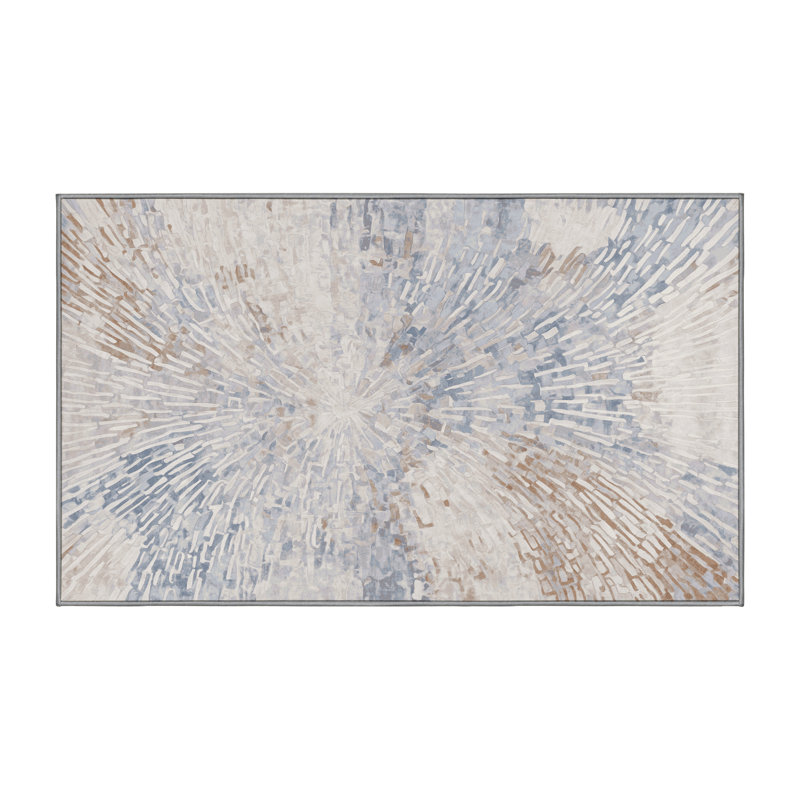 Tapis gris lavable à la machine, Rectangle 7 pi x 9 pi