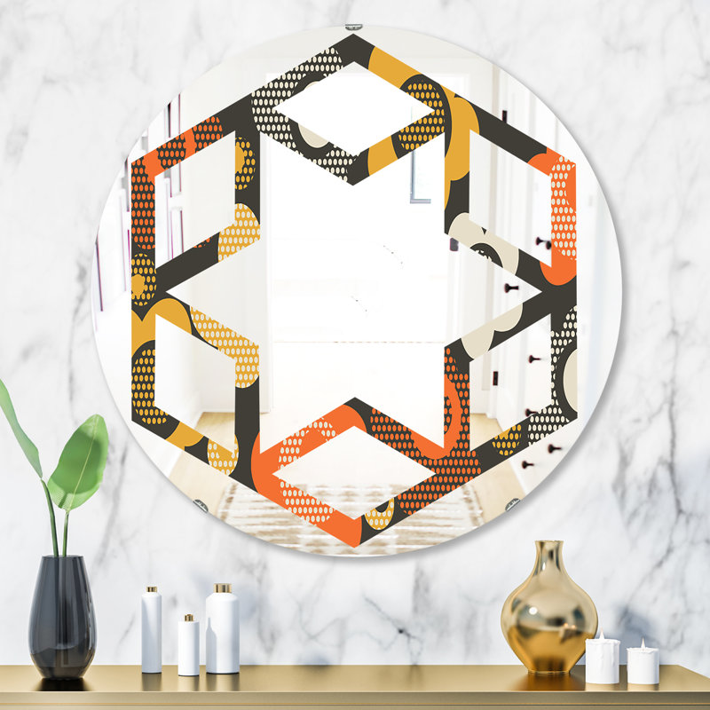 Miroir mural sans cadre à motif floral, 23,6 po x 23,6 po