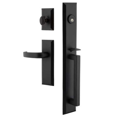 Ageless Iron Keep One-Piece Dummy Handleset with D-Grip with Keep Long Plate and Crescent Lever