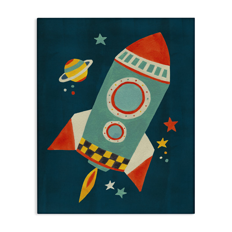 Art mural sur toile Rocket Ship in Space par Irene Chan, H 40 po x l 30 po