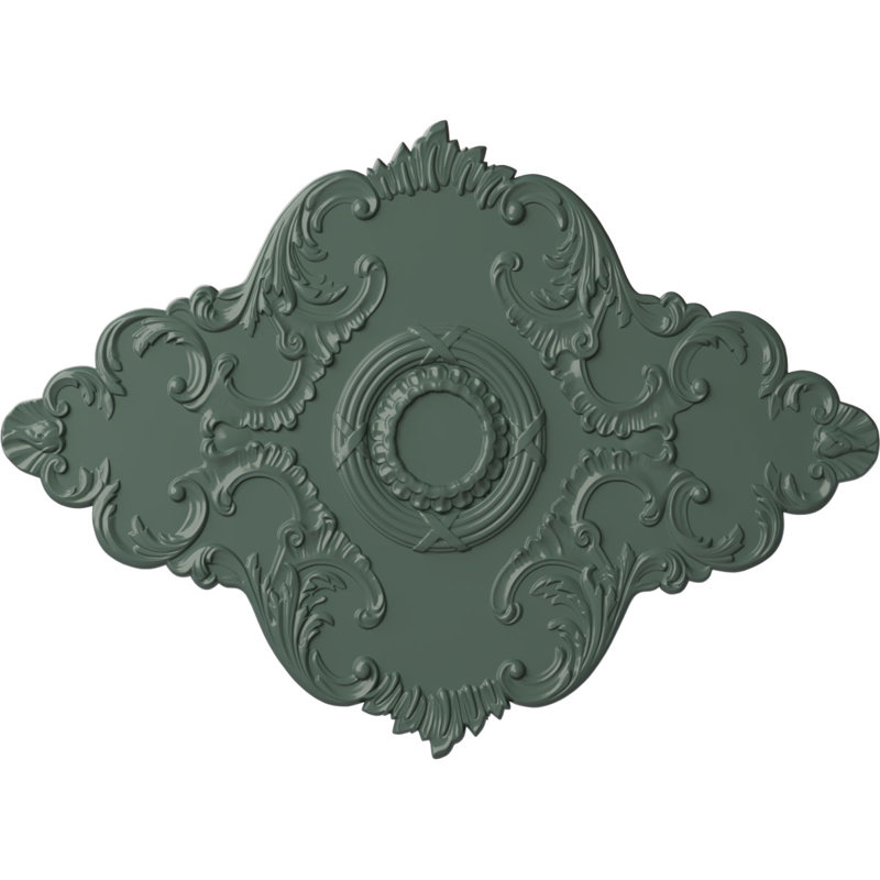 Médaillon de plafond à feuilles d'acanthe Endurathane Attica, diamètre extérieur 53 1/2 po x P 3 1/2 po (convient aux auvents jusqu'à 4 5/8 po), finition pierre spartiates peinte à la main
