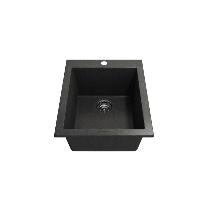 Campino 16'' L Single Basin Kitchen Sink, Metallic Black