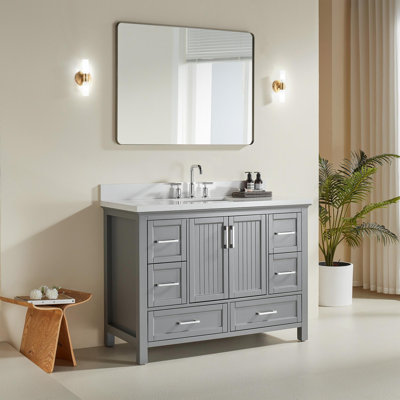 Meuble-lavabo moderne autoportant à simple cuve 48 po avec lavabo