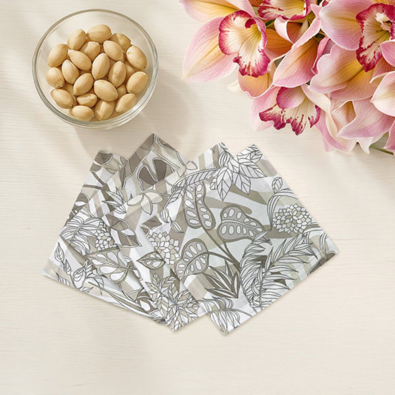 Sabi Jungle Hemstitch Cocktail 6" Linen/Cotton Napkin, Neutral