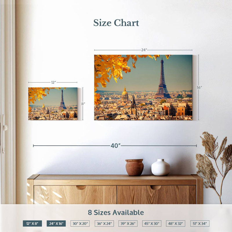 Ravi Autumn Eiffel Tower Skyline, 16" H x 24" W