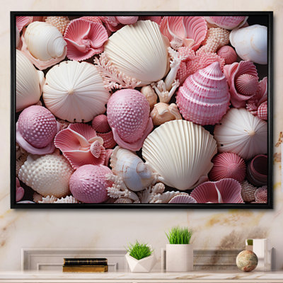 «Pink White Shells Seashore Collage II», reproduction sur toile