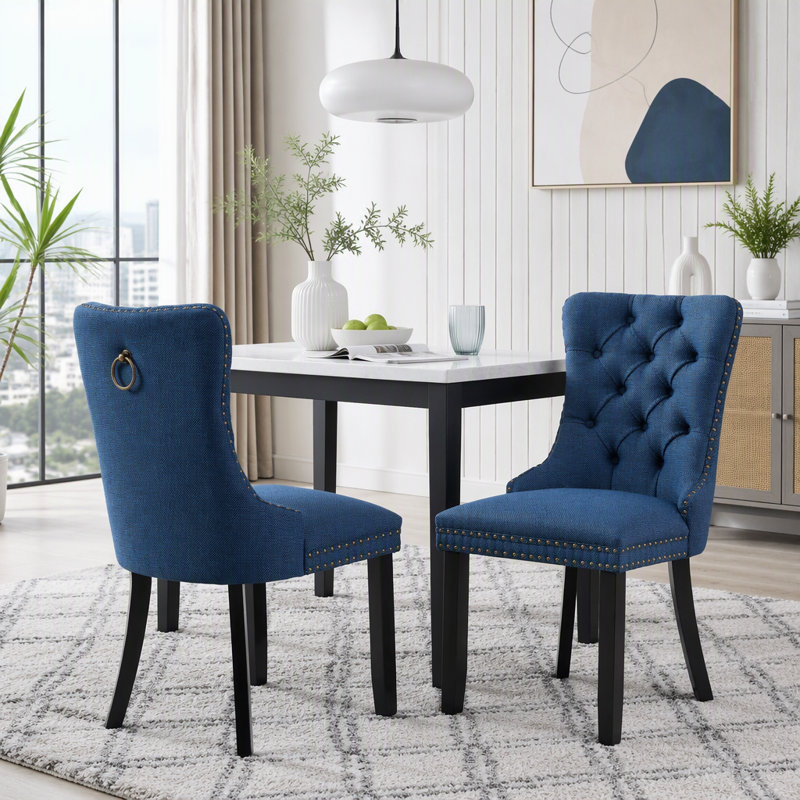 Chaise en lin, Bleu
