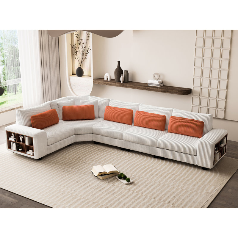 Beige L-Shaped Armrest , & Comfortable, 5 With Armrest, Base,