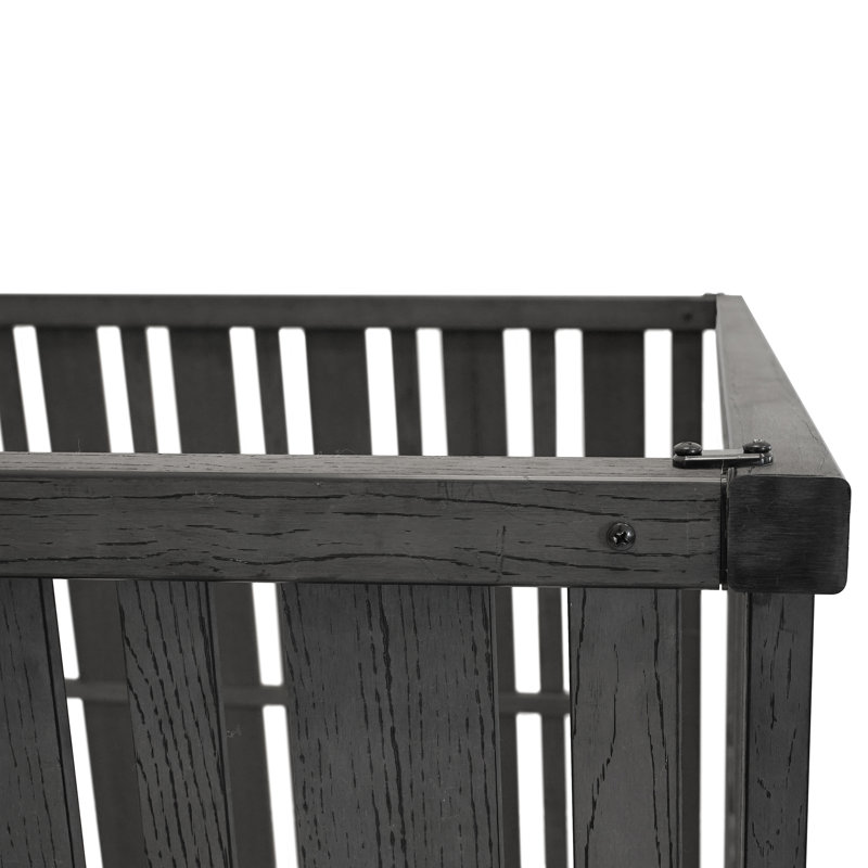 Roanoke Charcoal Vinyl 3-Panel Freestanding Privacy Screen