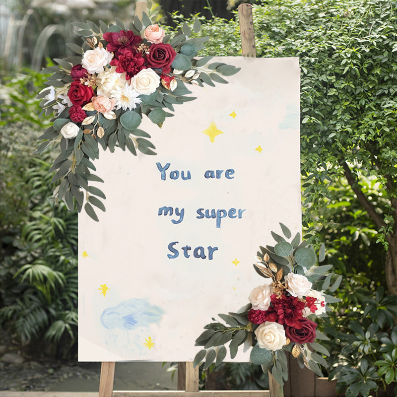 Winston Porter Faux Flower Swag Set Of 2 For Wedding, Welcome Signs ...