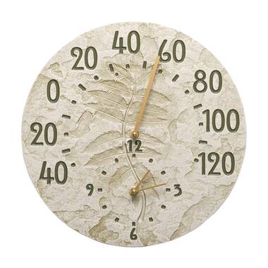 Whitehall Sumac Indoor Outdoor Wall Clock & Thermometer - Moss Green