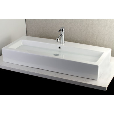 Kingston Brass Anne 39-Inch Porcelain Rectangular Vessel Sink (Single-Hole)