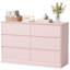 Commode double 6 tiroirs, commode 47,2 po, commode de chambre moderne pour placard et salon, rose-988003330