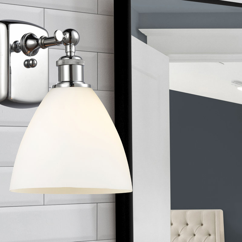 Shauna Armed Sconce, Matte White, LED, Polished Chrome