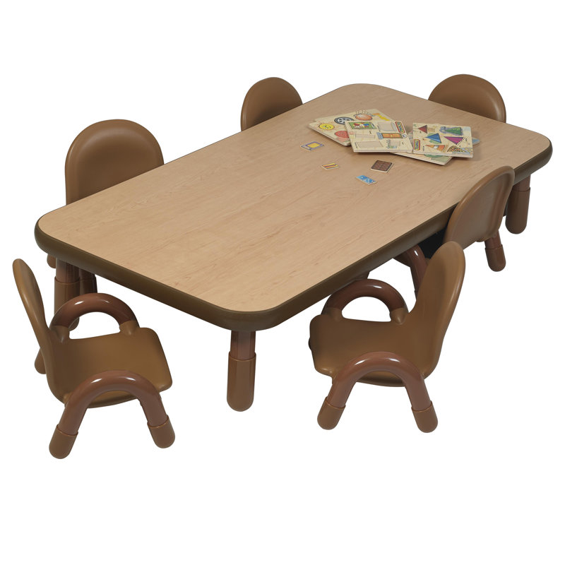 BASELINE Toddler Rectangular Table & Chair Set, Natural Wood, 12" H x 60" L x 30" W