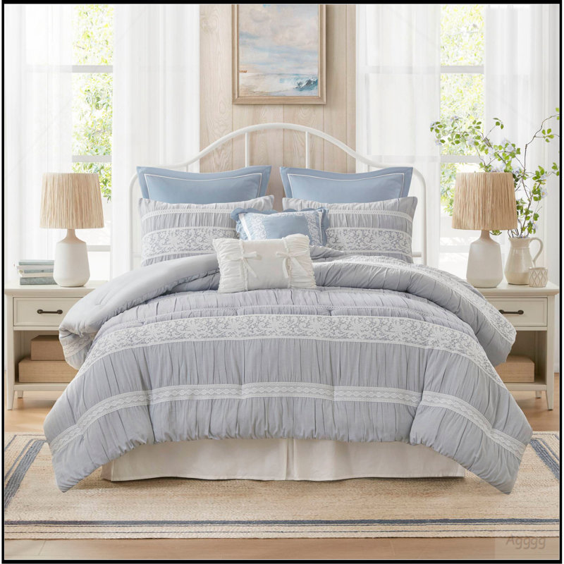 7- Piece Queen Jacquard Comforter Set, Queen Comforter + 6 Additional Pieces