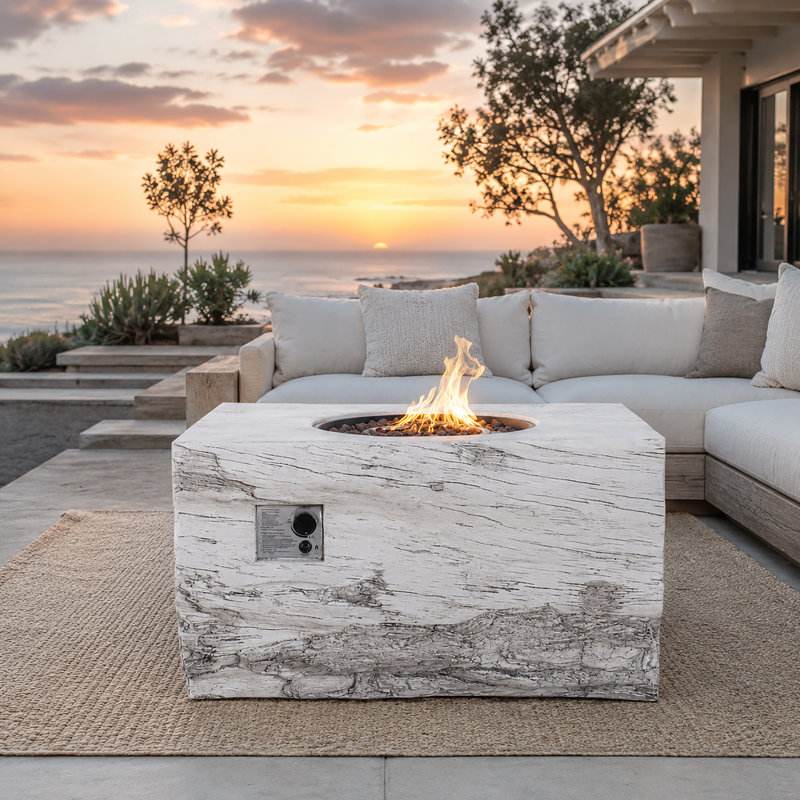 Table de foyer extérieur rectangulaire au propane de 101,6 cm (40 po) avec foyer de 50 000 BTU, pierres de lave et housse