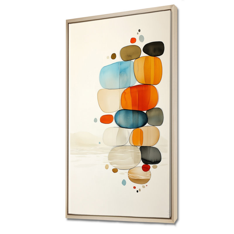 Décoration murale beige beige Funon I - Zen, impressions encadrées minimalistes, 60" H x 28" W, Cadre naturel flottant