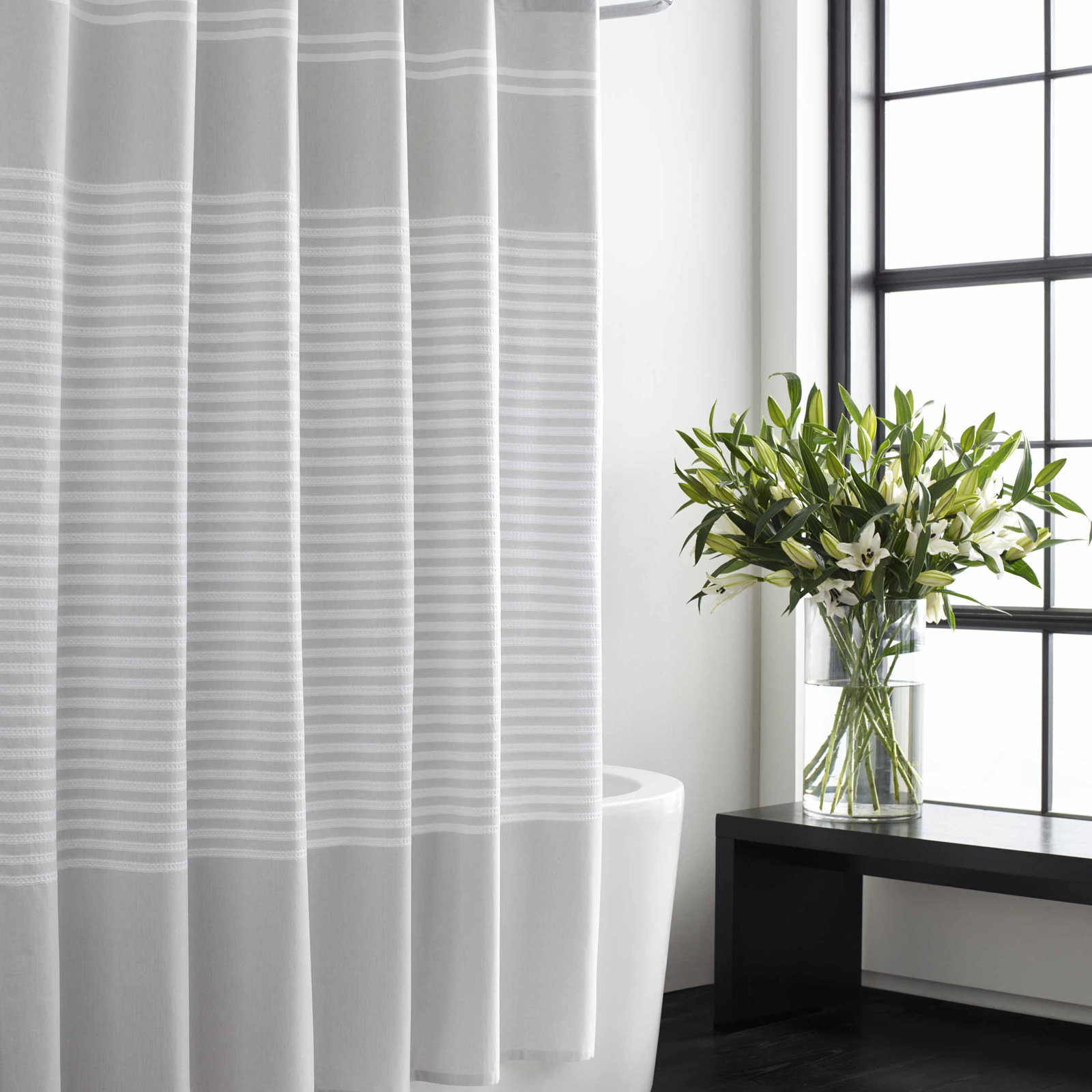 Vera Wang Seersucker Striped Cotton Shower Curtain