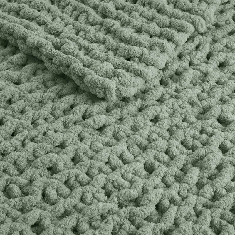 Jeté en chenille, Vert sauge