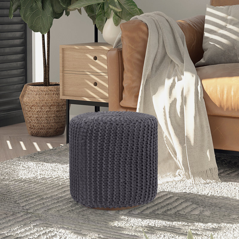 Repose-pieds rembourré en coton Tweedy, 100 % coton gris foncé