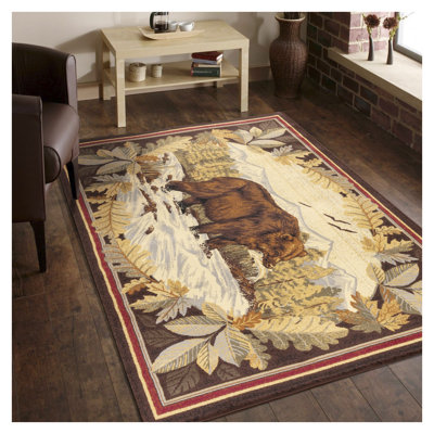 Tapis en polypropylène brun 5 pi 3 po x 7 pi 3 po Nature's Nest Lodge